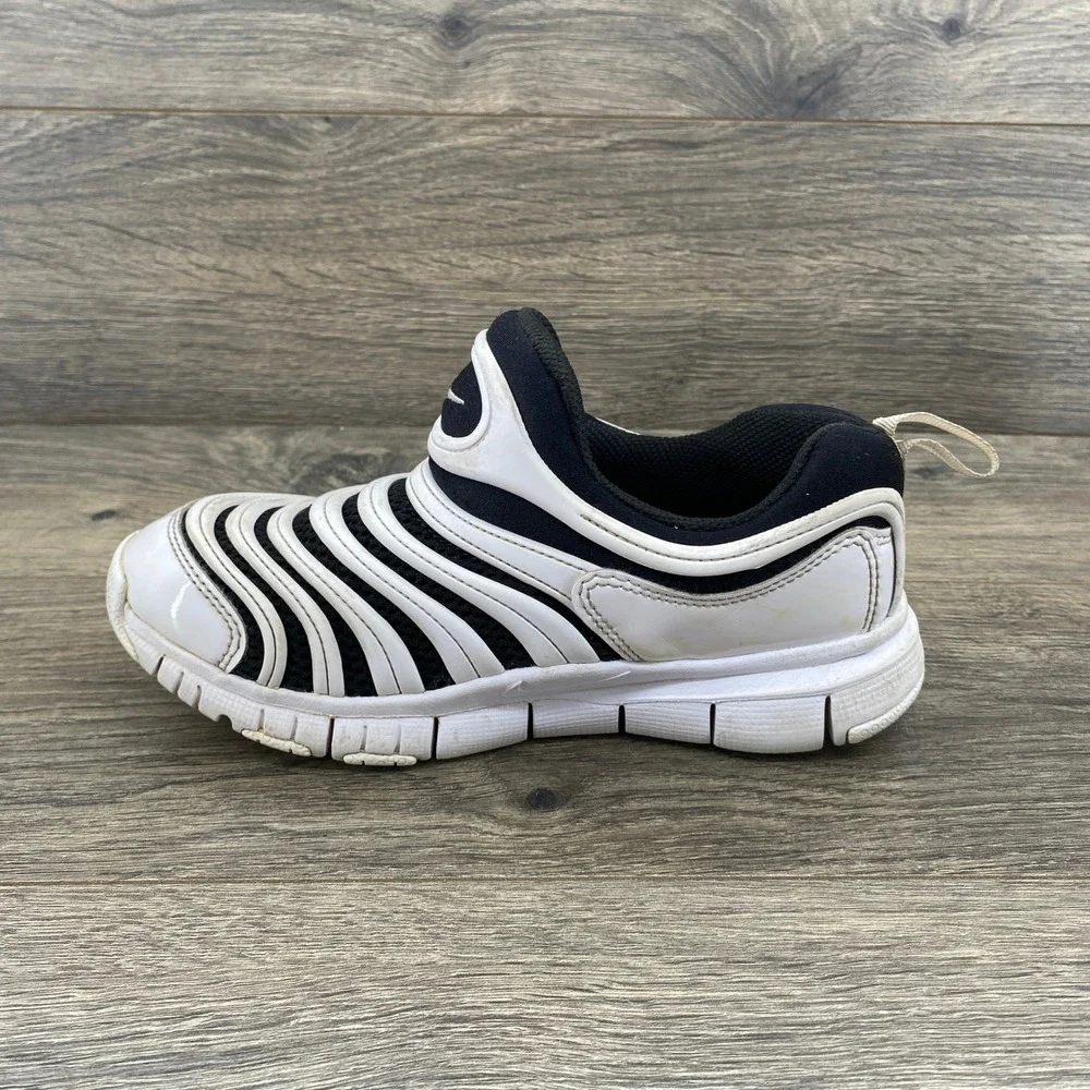 Nike Dynamo Free‎ Kids Sneakers White Black Slip On Shoes 3Y 343738-100
